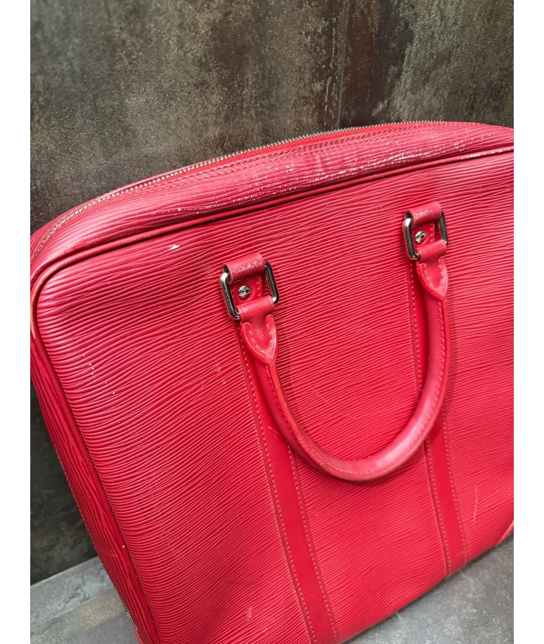 LOUIS VUITTON Красная кожаная сумка с короткими ручками, фото 2