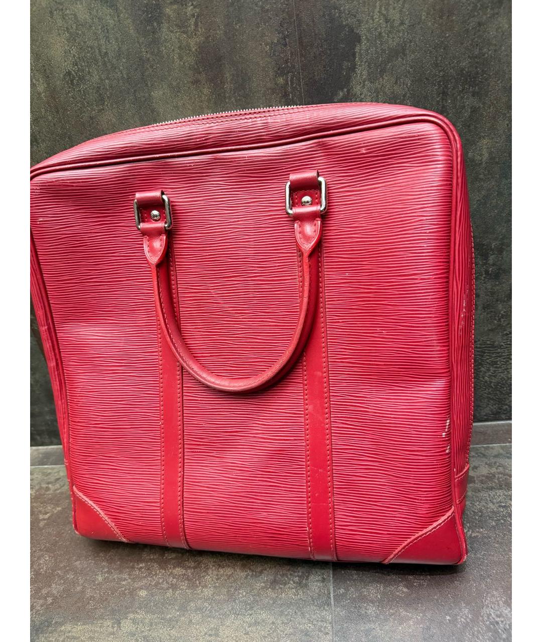 LOUIS VUITTON Красная кожаная сумка с короткими ручками, фото 9