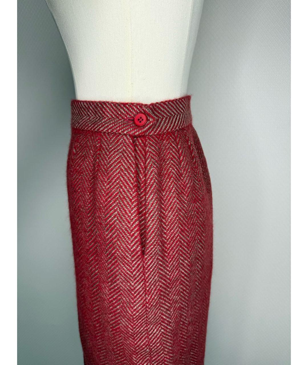 SAINT LAURENT Бордовая юбка мини, фото 7