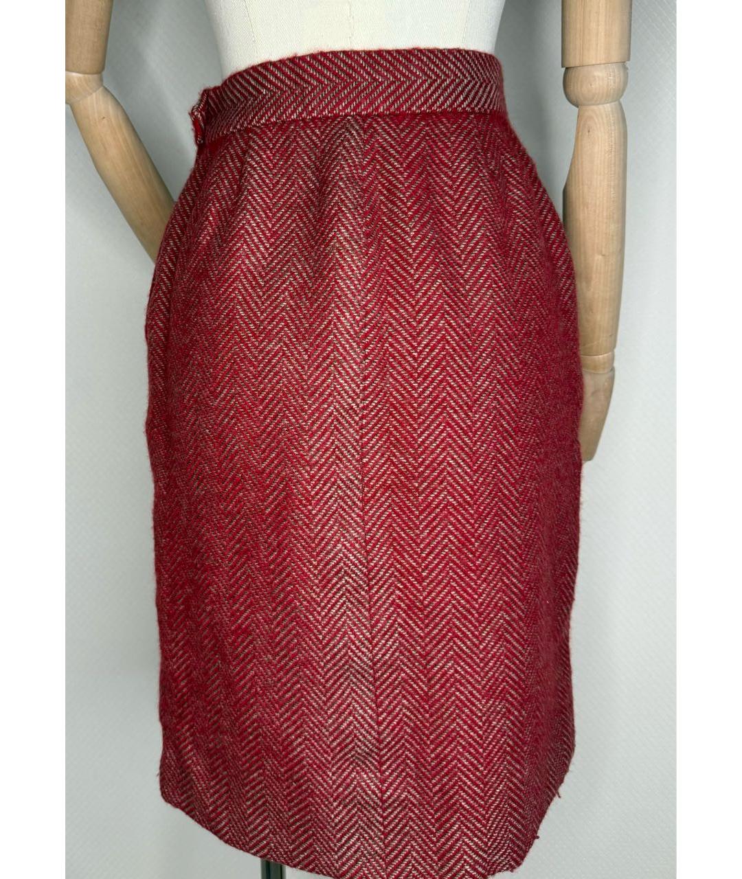 SAINT LAURENT Бордовая юбка мини, фото 4