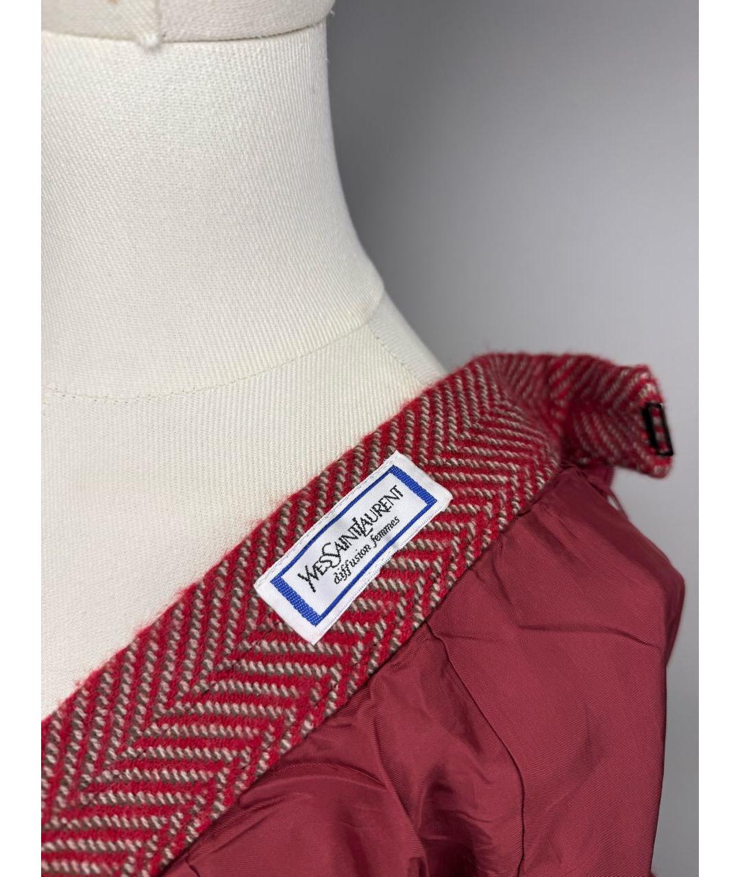SAINT LAURENT Бордовая юбка мини, фото 5