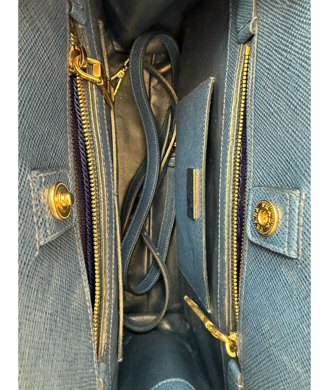 PRADA Синяя кожаная сумка с короткими ручками, фото 3