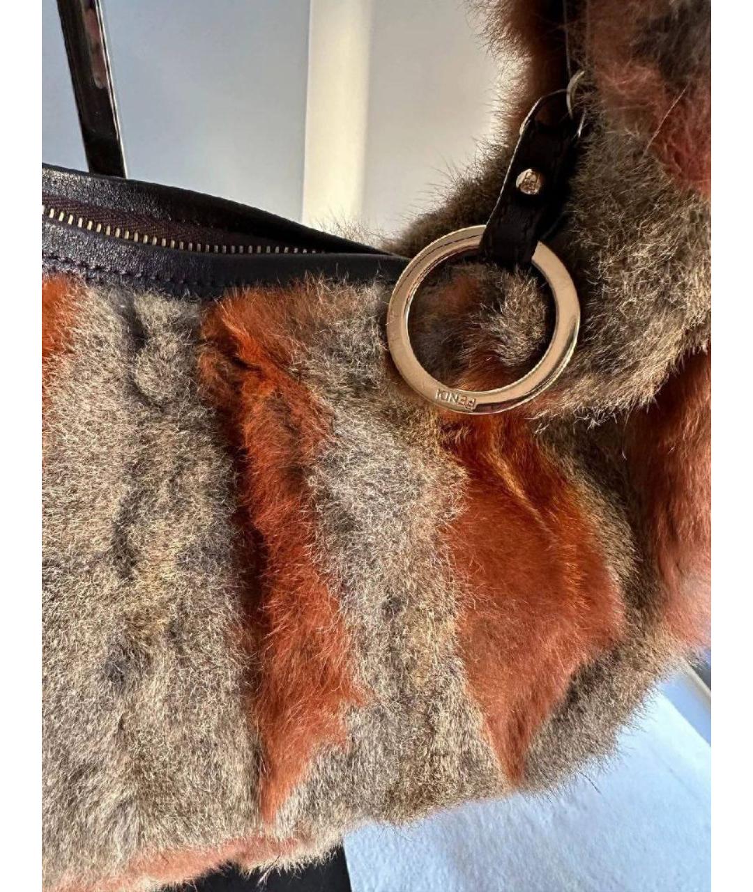 FENDI Серая меховая сумка тоут, фото 6