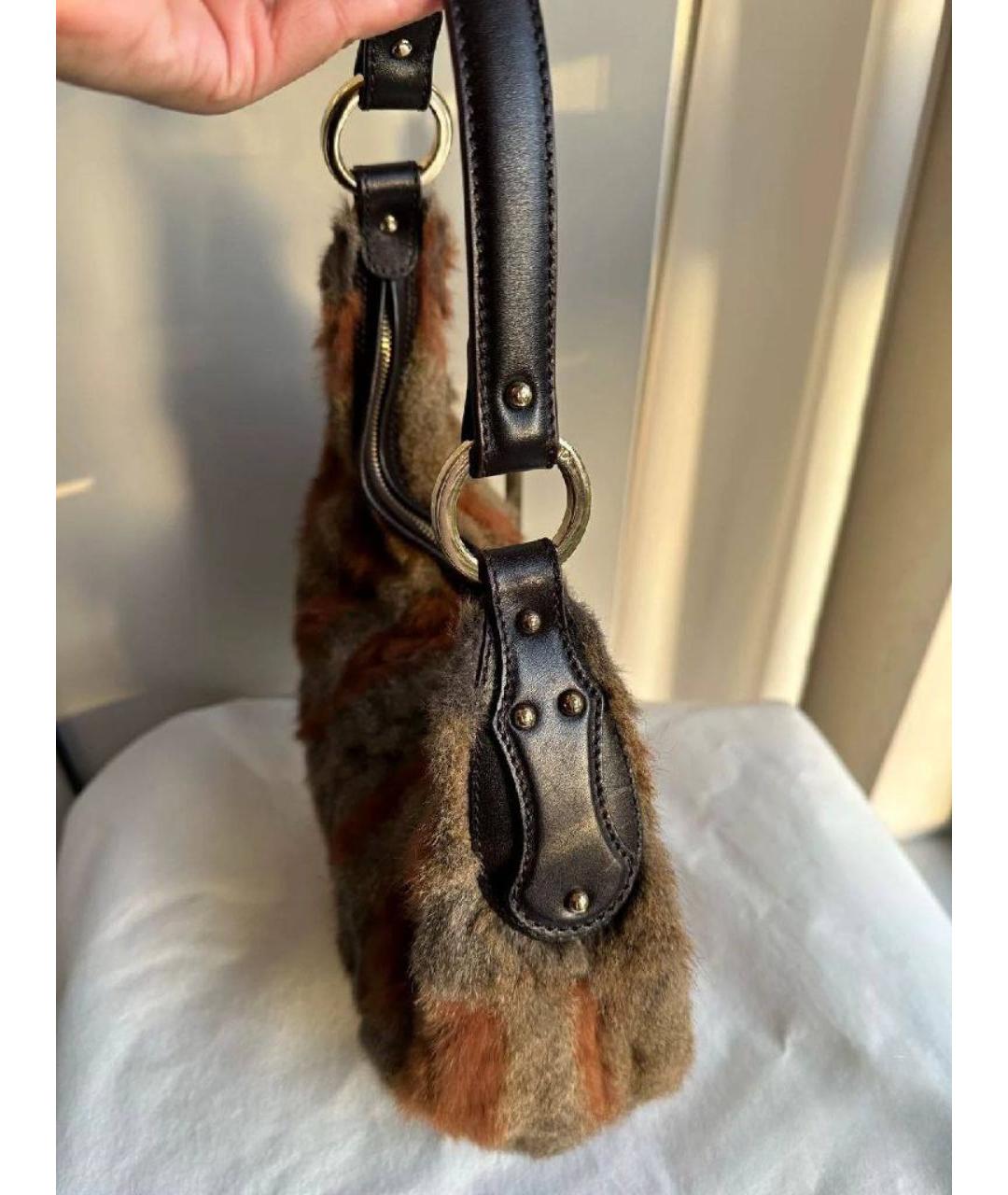 FENDI Серая меховая сумка тоут, фото 5