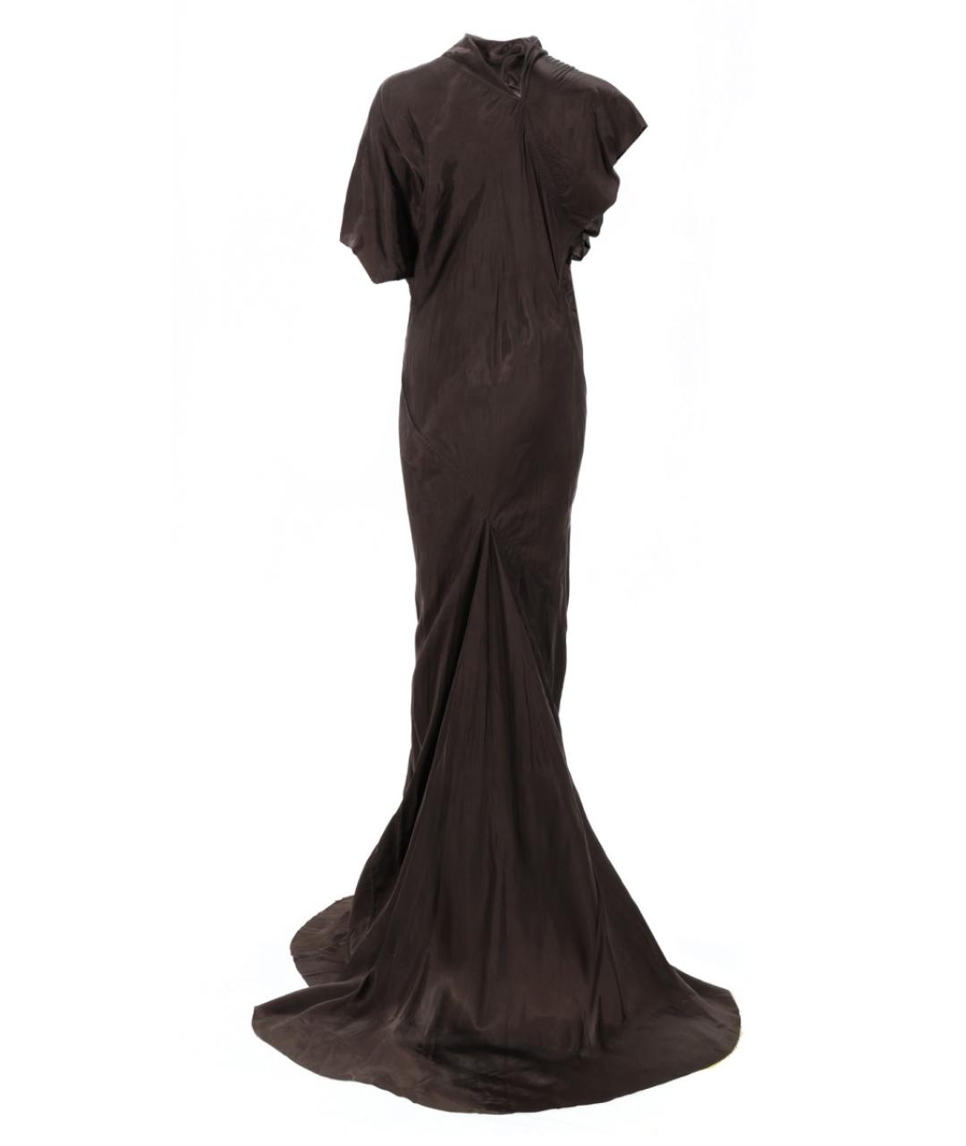 RICK OWENS Коричневое вискозное вечернее платье, фото 3