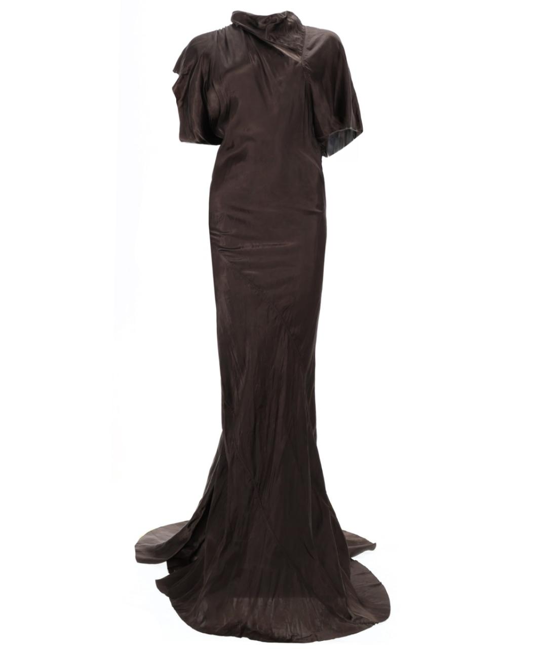 RICK OWENS Коричневое вискозное вечернее платье, фото 1