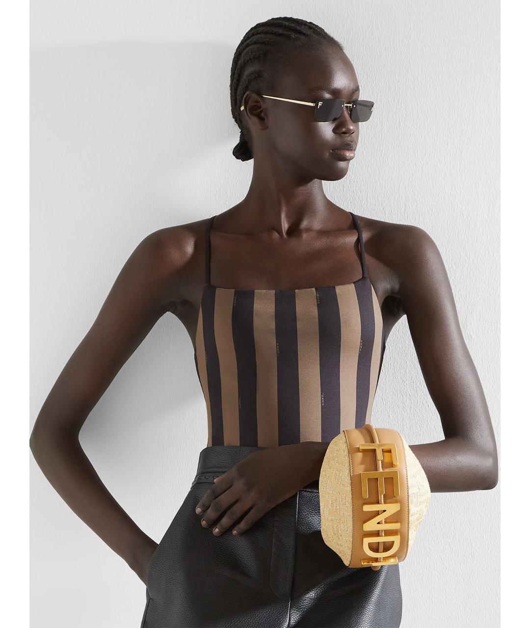 FENDI Коричневый полиамидовый купальник, фото 2