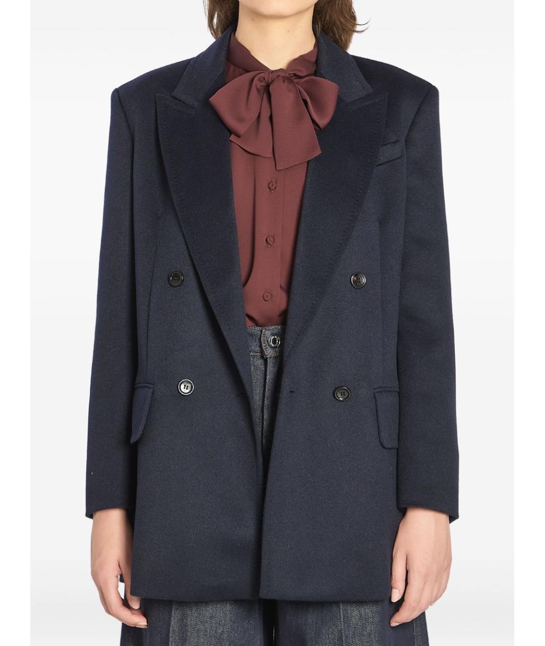 MAX MARA Синий шерстяной жакет/пиджак, фото 2