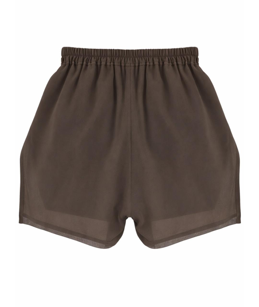 RICK OWENS Коричневые шелковые шорты, фото 3