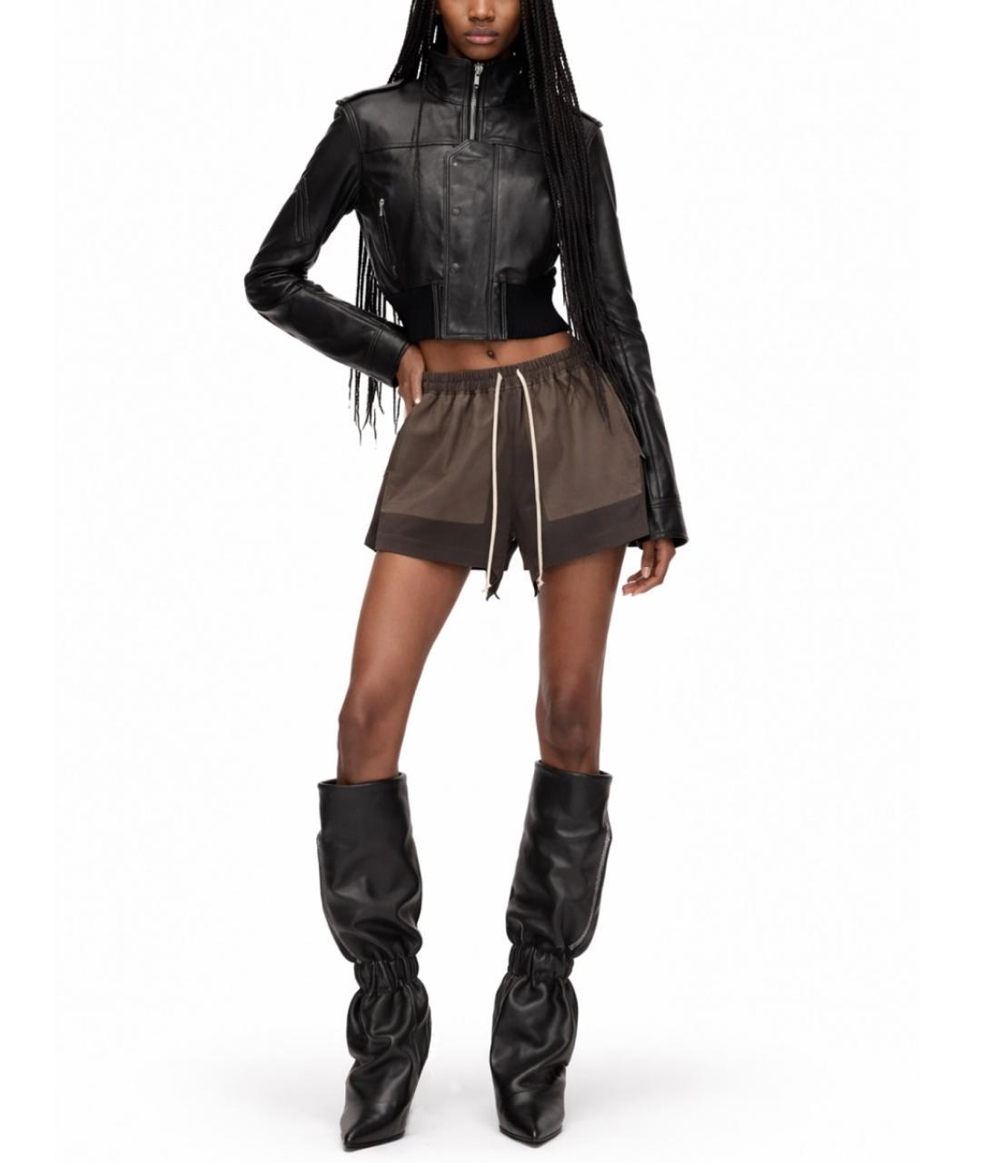 RICK OWENS Коричневые шелковые шорты, фото 2