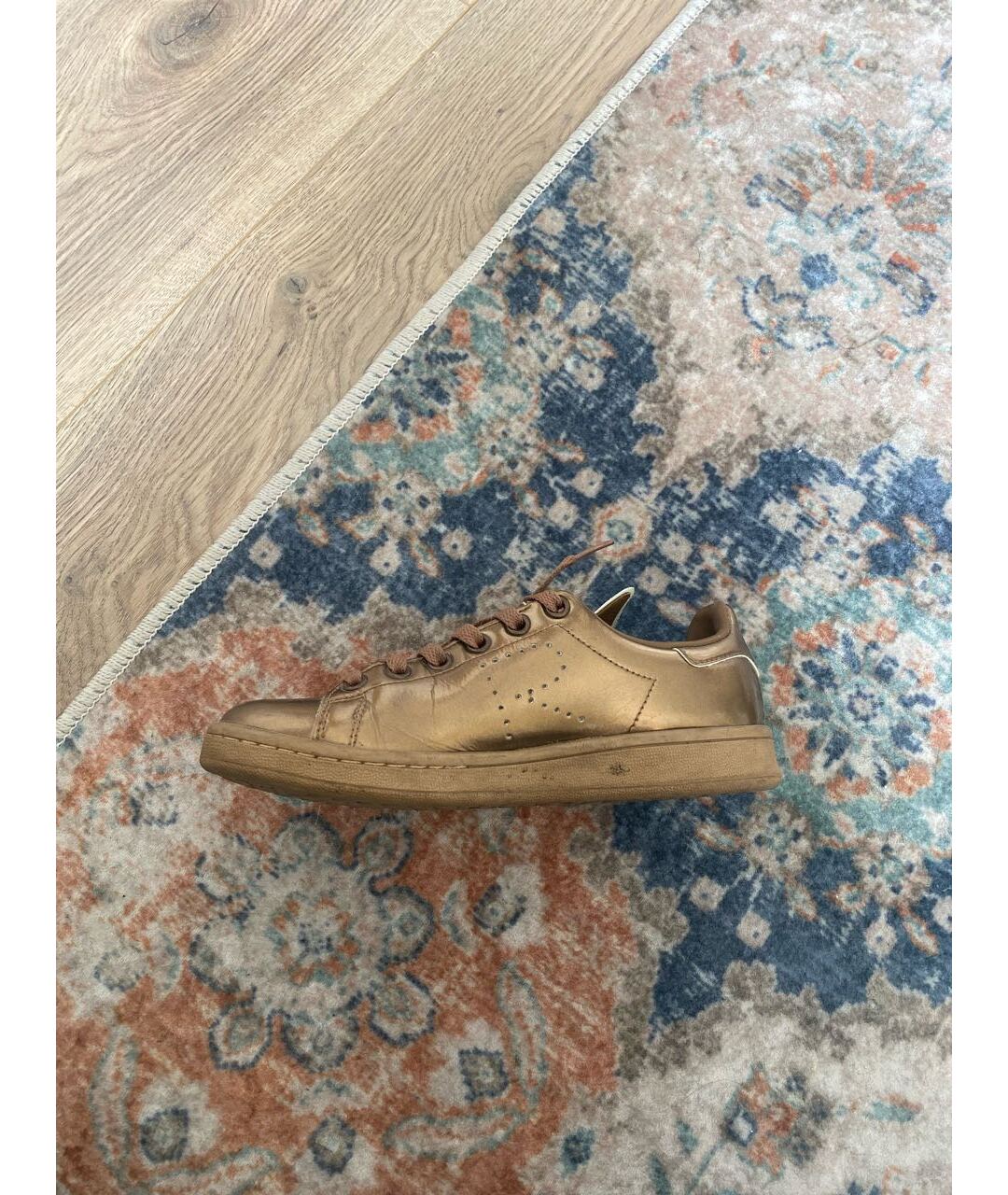 ADIDAS X RAF SIMONS Золотые кроссовки из лакированной кожи, фото 8