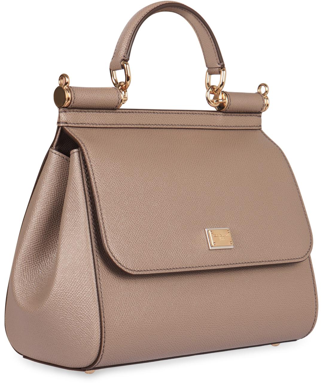 DOLCE&GABBANA Бежевая кожаная сумка через плечо, фото 3