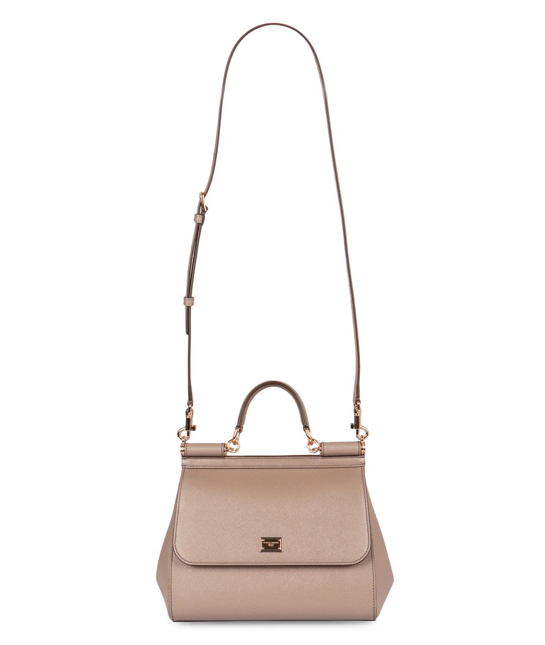 DOLCE&GABBANA Бежевая кожаная сумка через плечо, фото 5