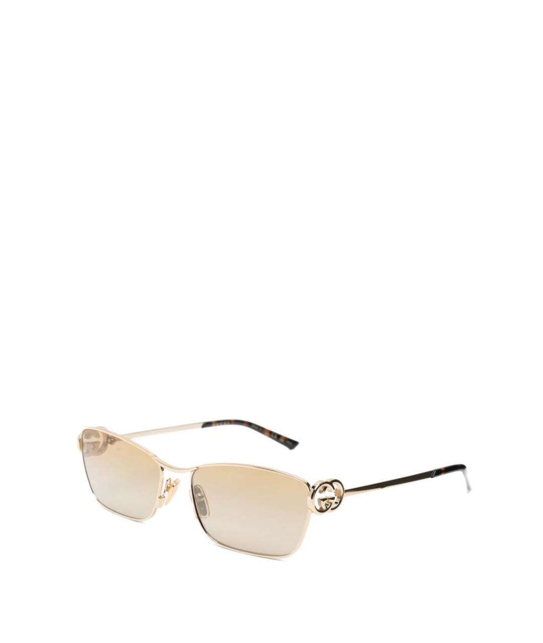 GUCCI Золотые металлические солнцезащитные очки, фото 1
