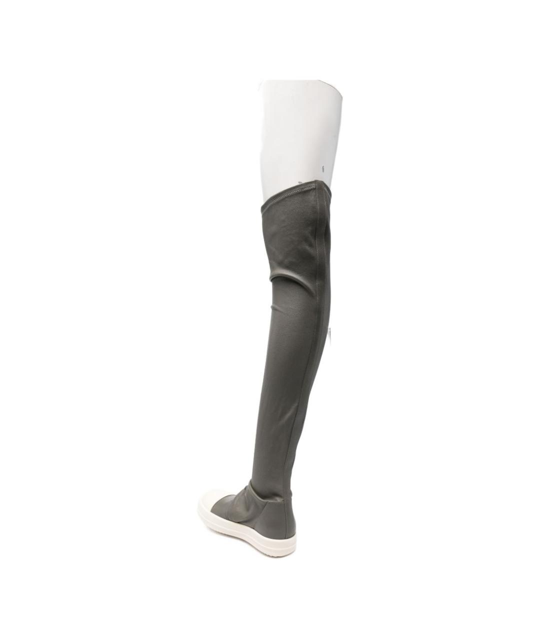 RICK OWENS Серые кожаные ботинки, фото 4