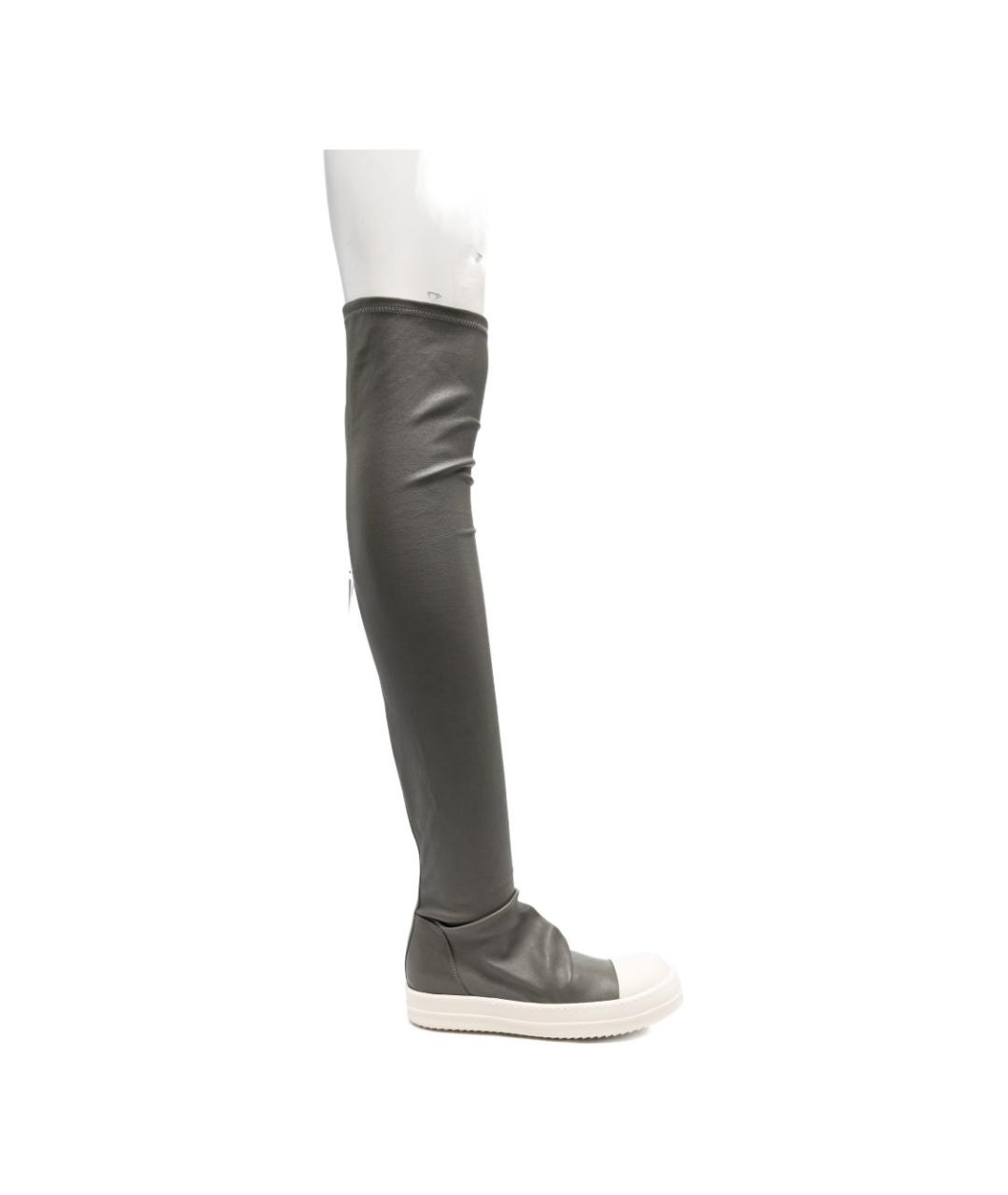 RICK OWENS Серые кожаные ботинки, фото 5