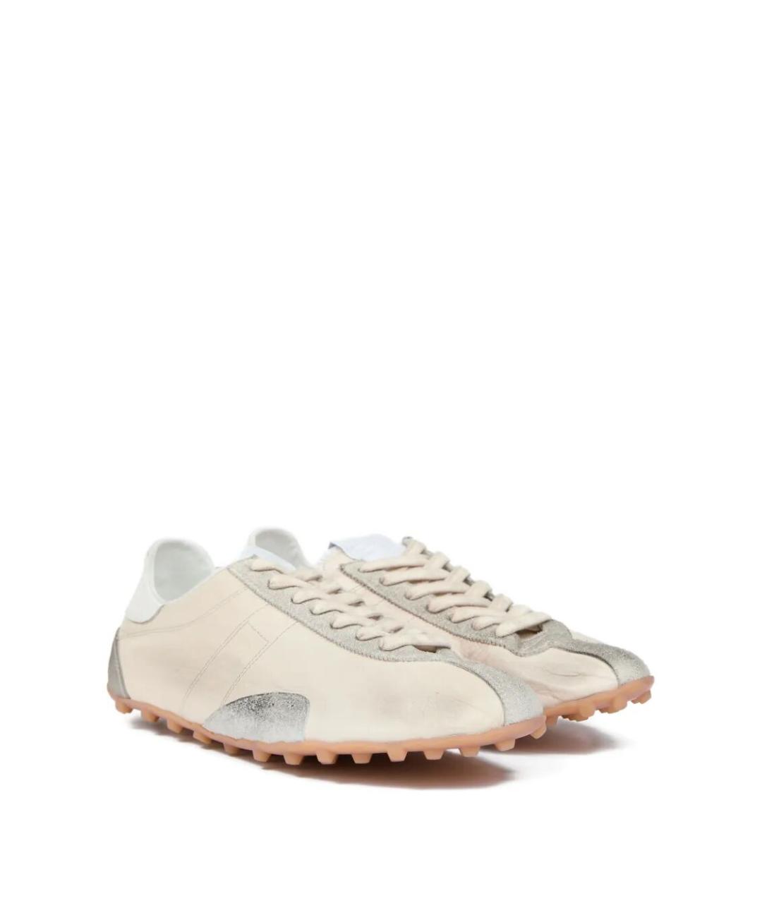 MAISON MARGIELA Бежевые кожаные низкие кроссовки / кеды, фото 4
