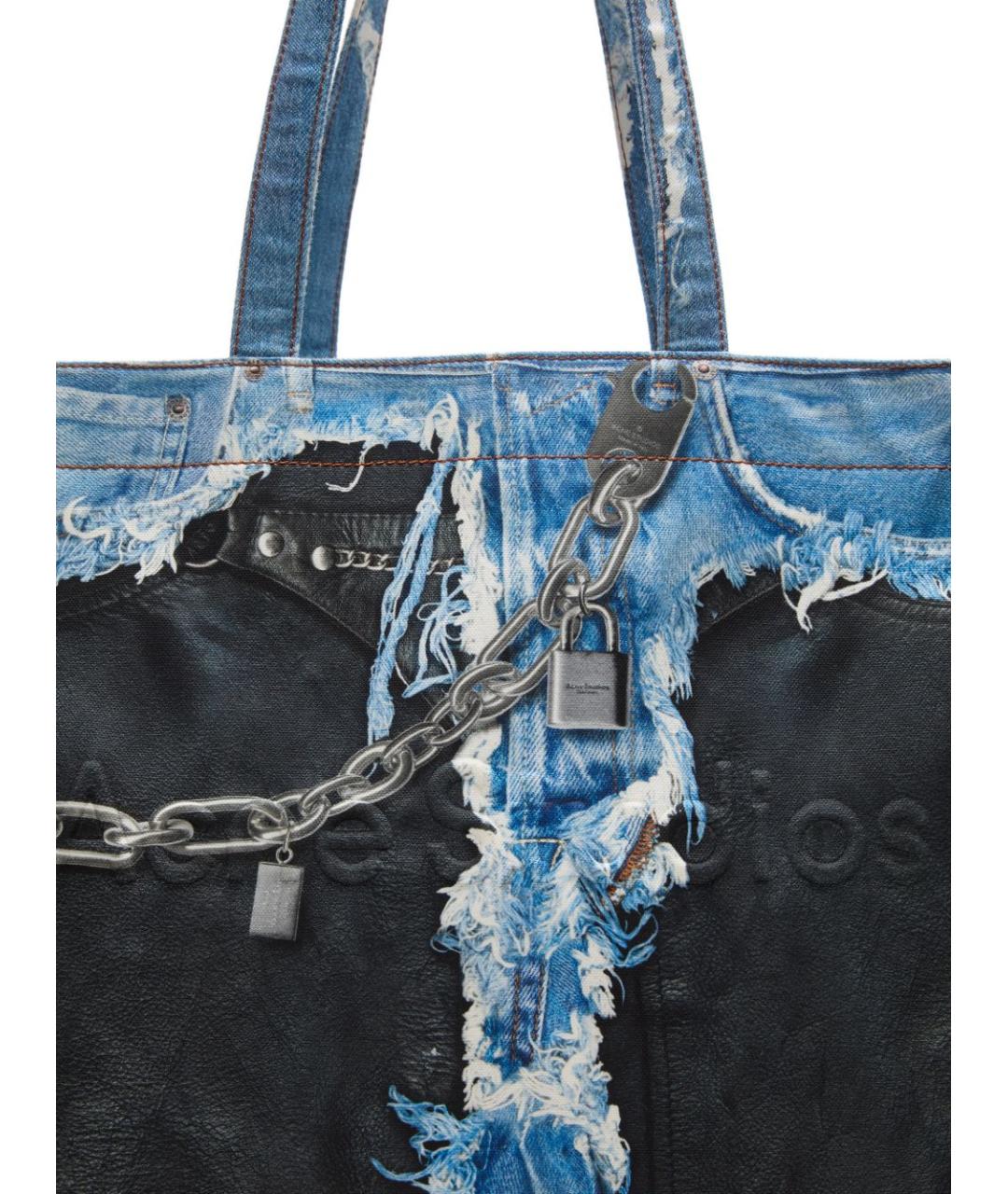 ACNE STUDIOS Синяя синтетическая сумка тоут, фото 5