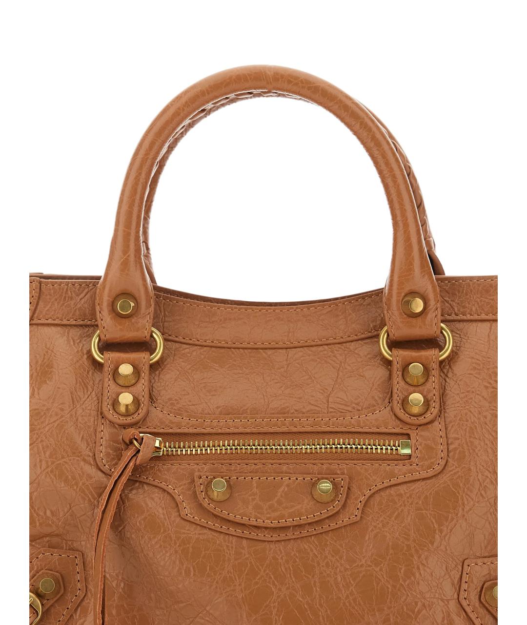 BALENCIAGA Бежевая кожаная сумка тоут, фото 3