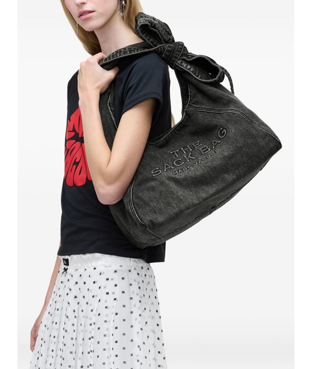 MARC JACOBS Черная хлопковая сумка с короткими ручками, фото 3