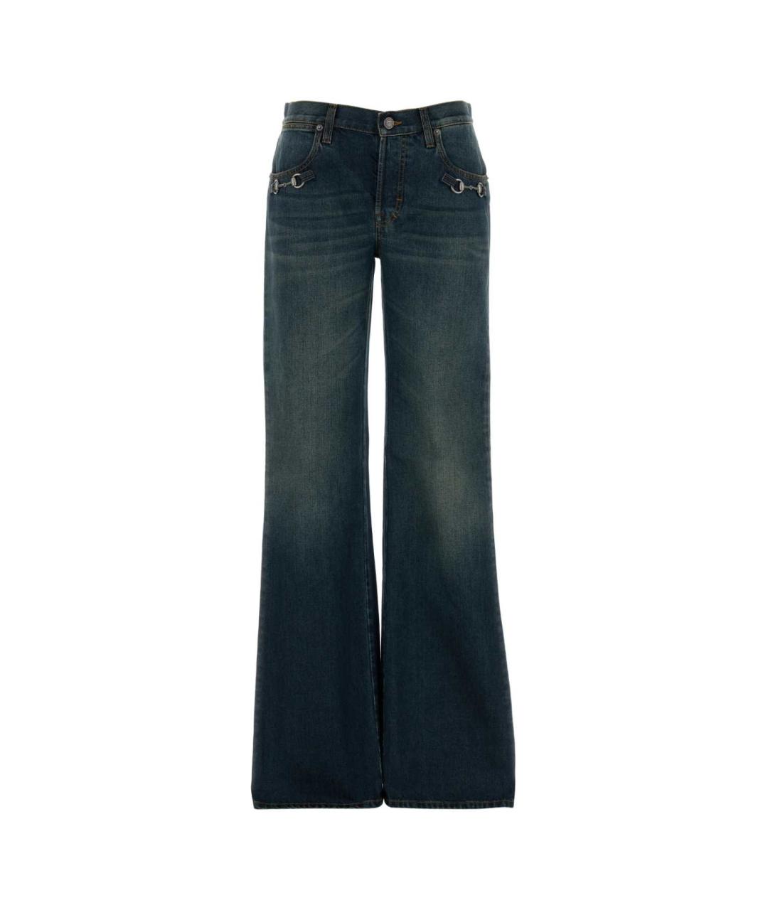 GUCCI Синие хлопковые джинсы клеш, фото 1