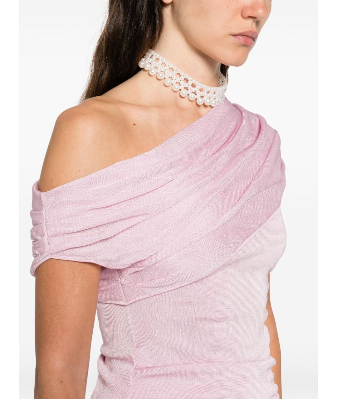 SELF-PORTRAIT Розовое хлопковое вечернее платье, фото 4