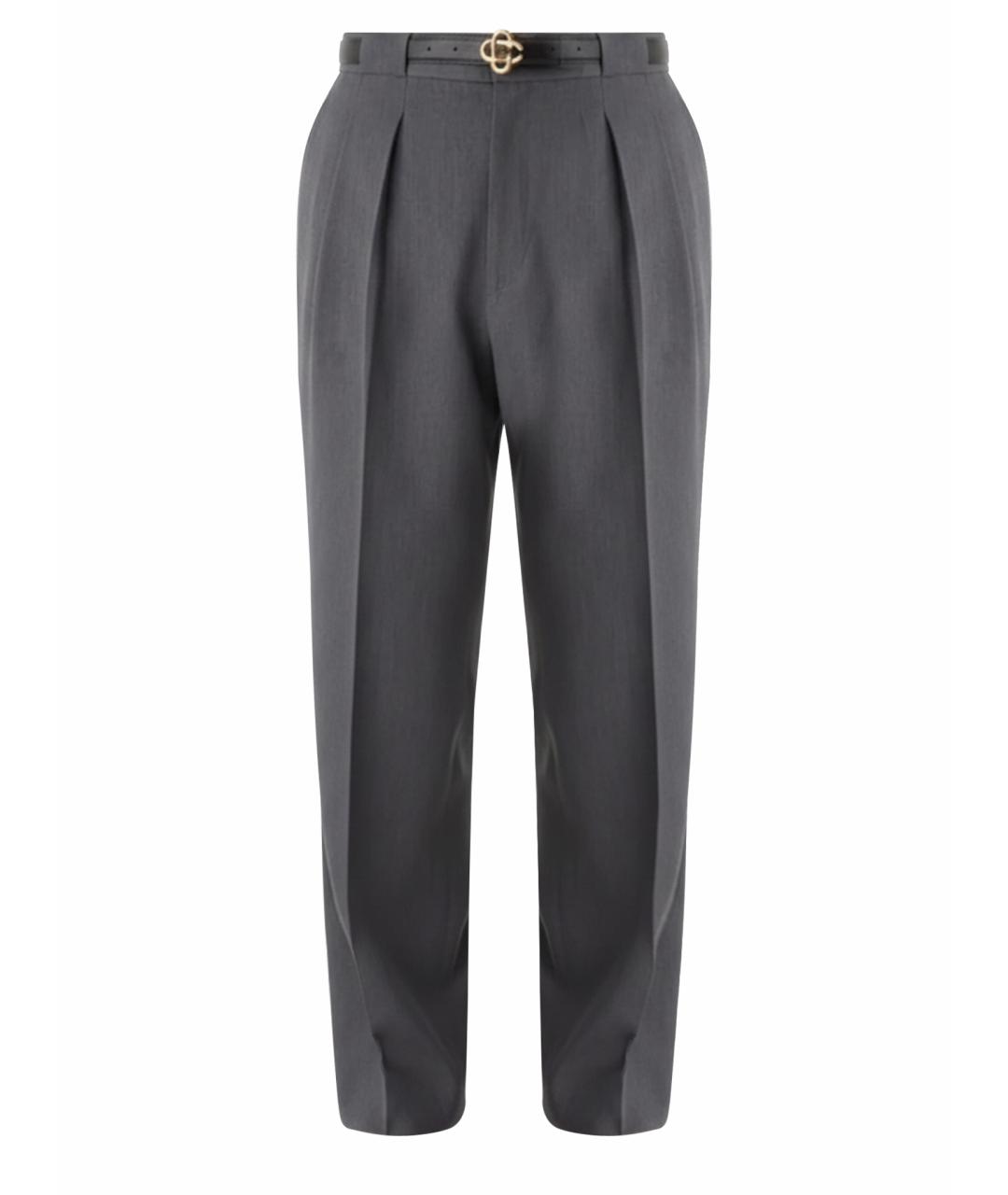 CASABLANCA Серые шерстяные повседневные брюки, фото 1