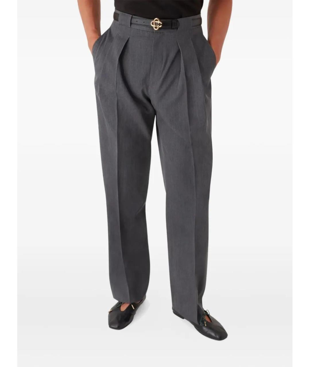 CASABLANCA Серые шерстяные повседневные брюки, фото 3
