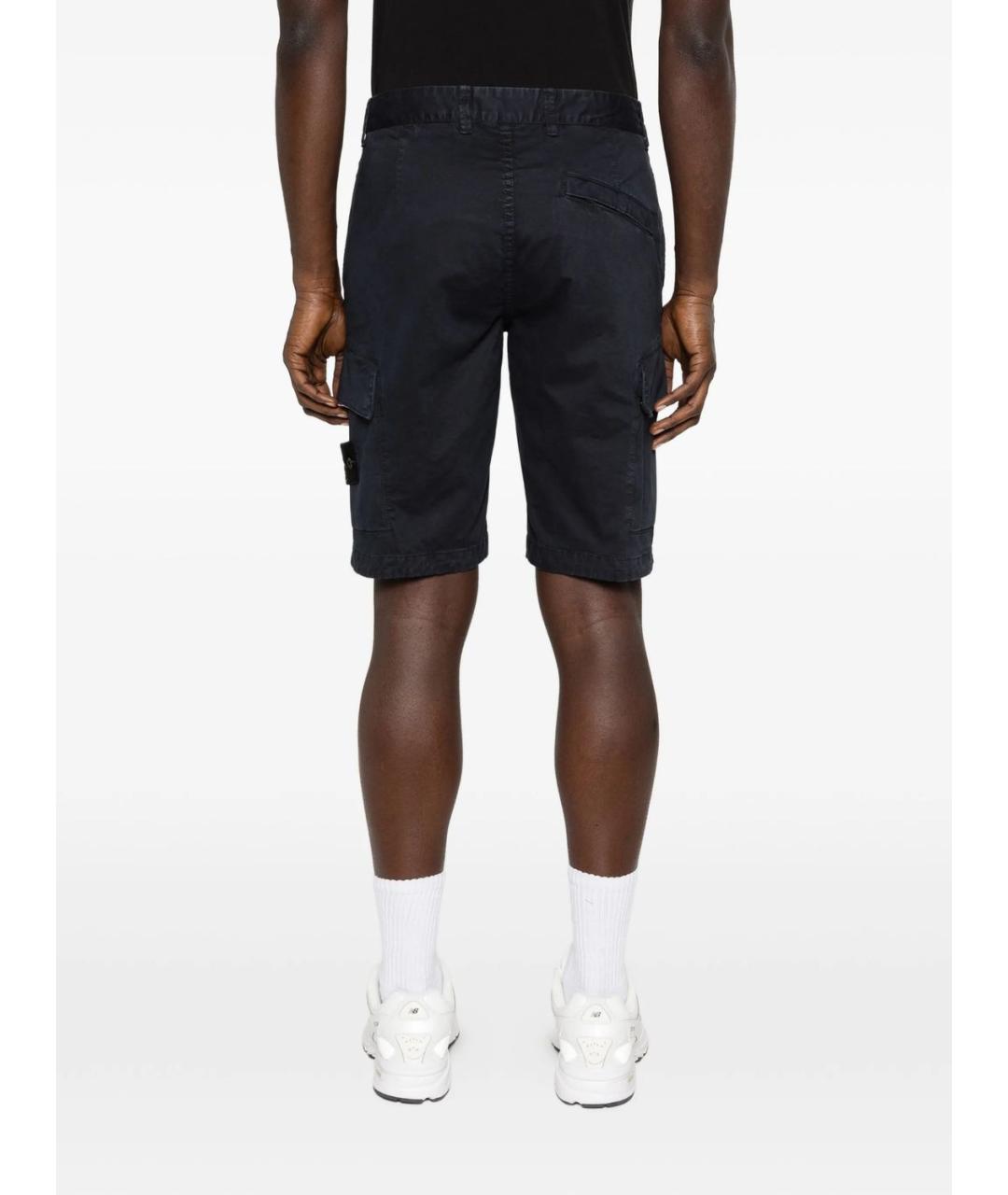 STONE ISLAND Темно-синие хлопковые шорты, фото 2