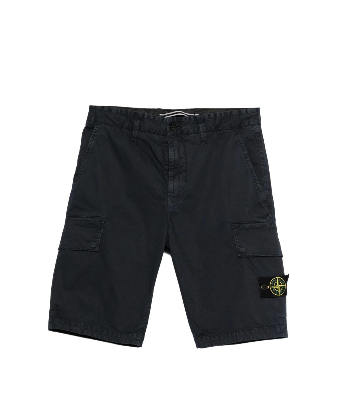 STONE ISLAND Темно-синие хлопковые шорты, фото 1
