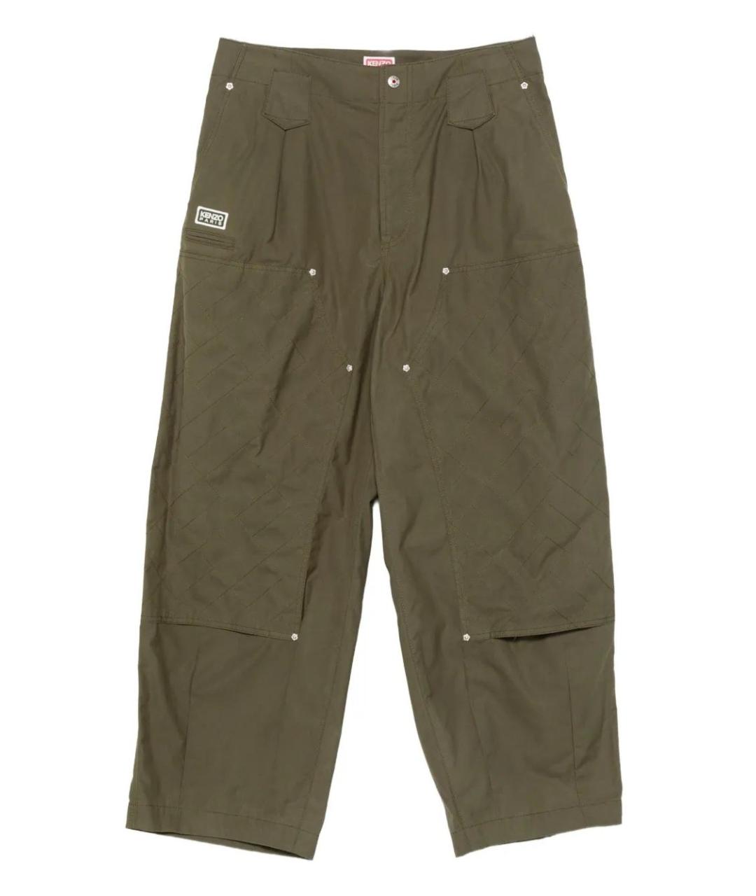 KENZO Зеленые хлопковые повседневные брюки, фото 1