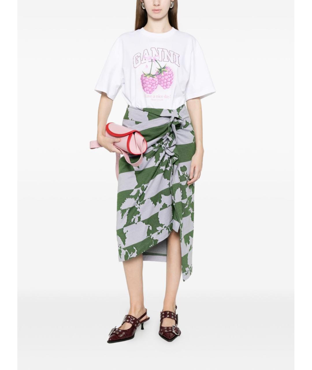 GANNI Белая хлопковая футболка, фото 5