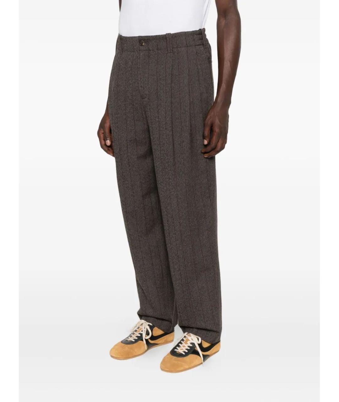 GOLDEN GOOSE DELUXE BRAND Коричневые шерстяные повседневные брюки, фото 2