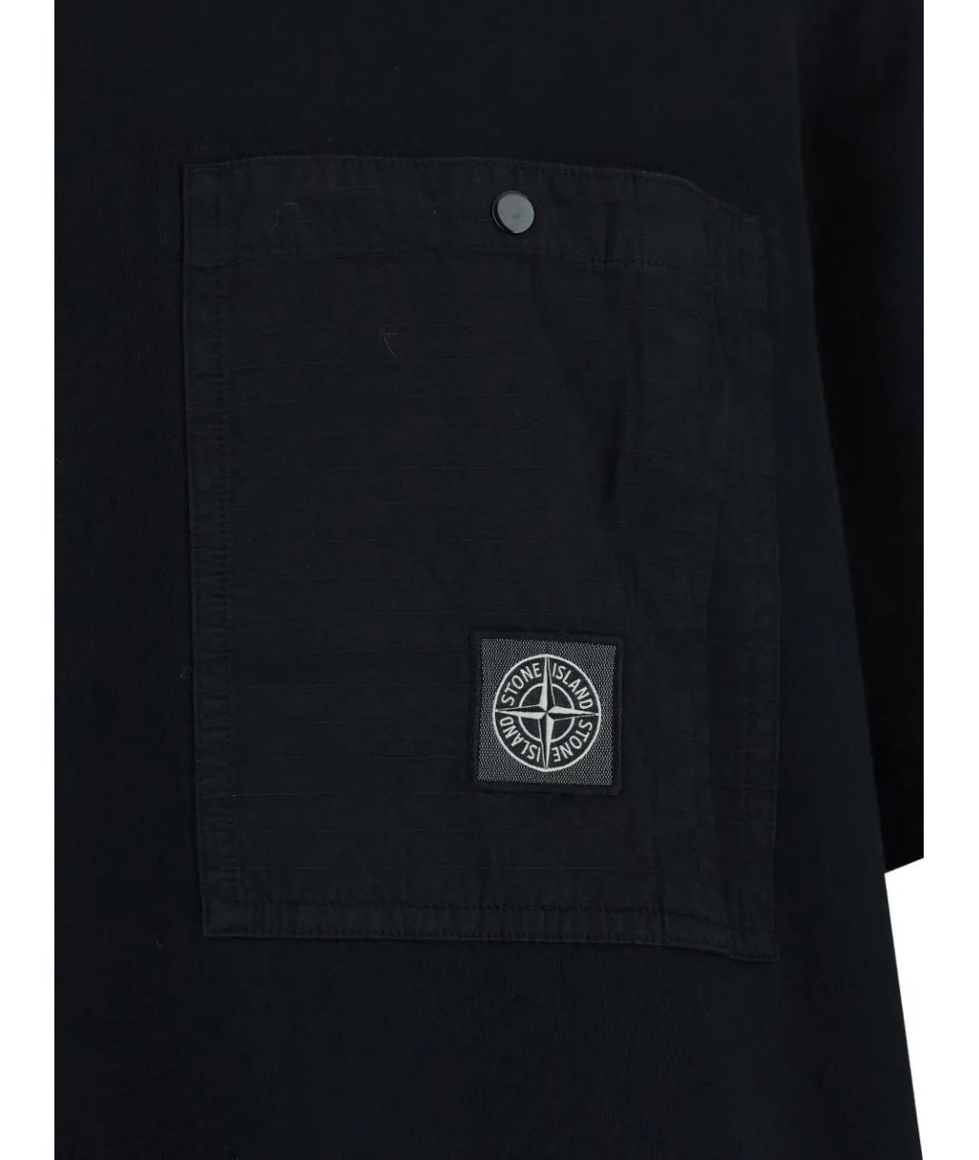 STONE ISLAND Черная хлопковая футболка, фото 2