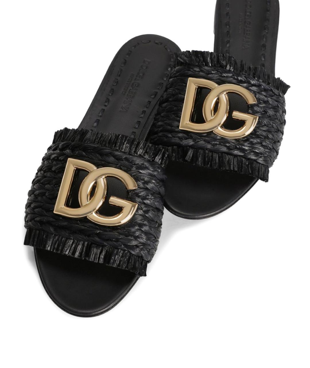 DOLCE&GABBANA Черные кожаные шлепанцы, фото 2