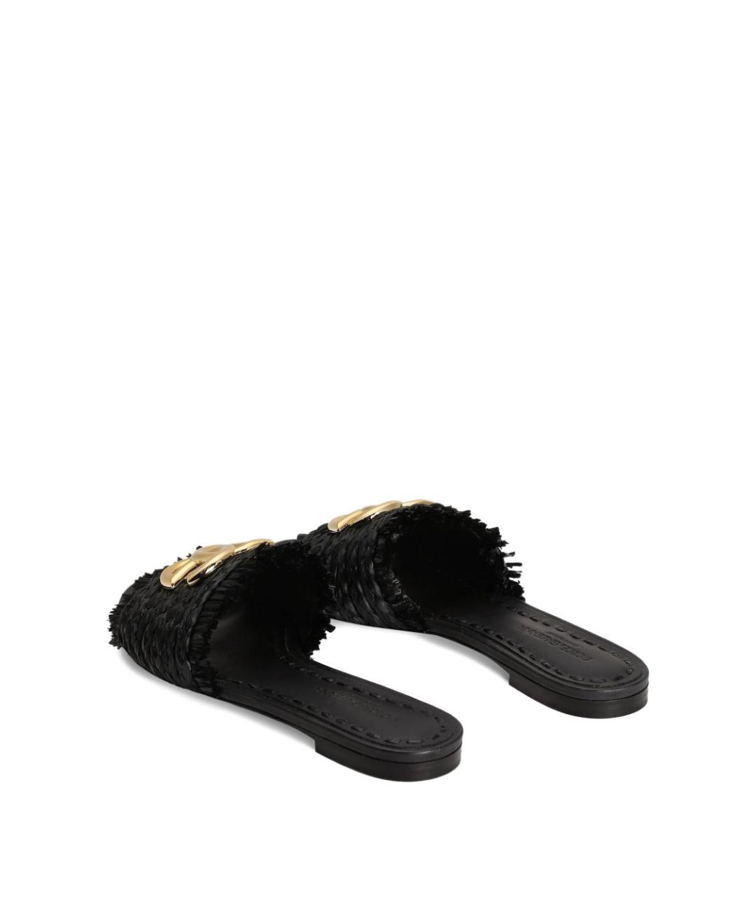DOLCE&GABBANA Черные кожаные шлепанцы, фото 3