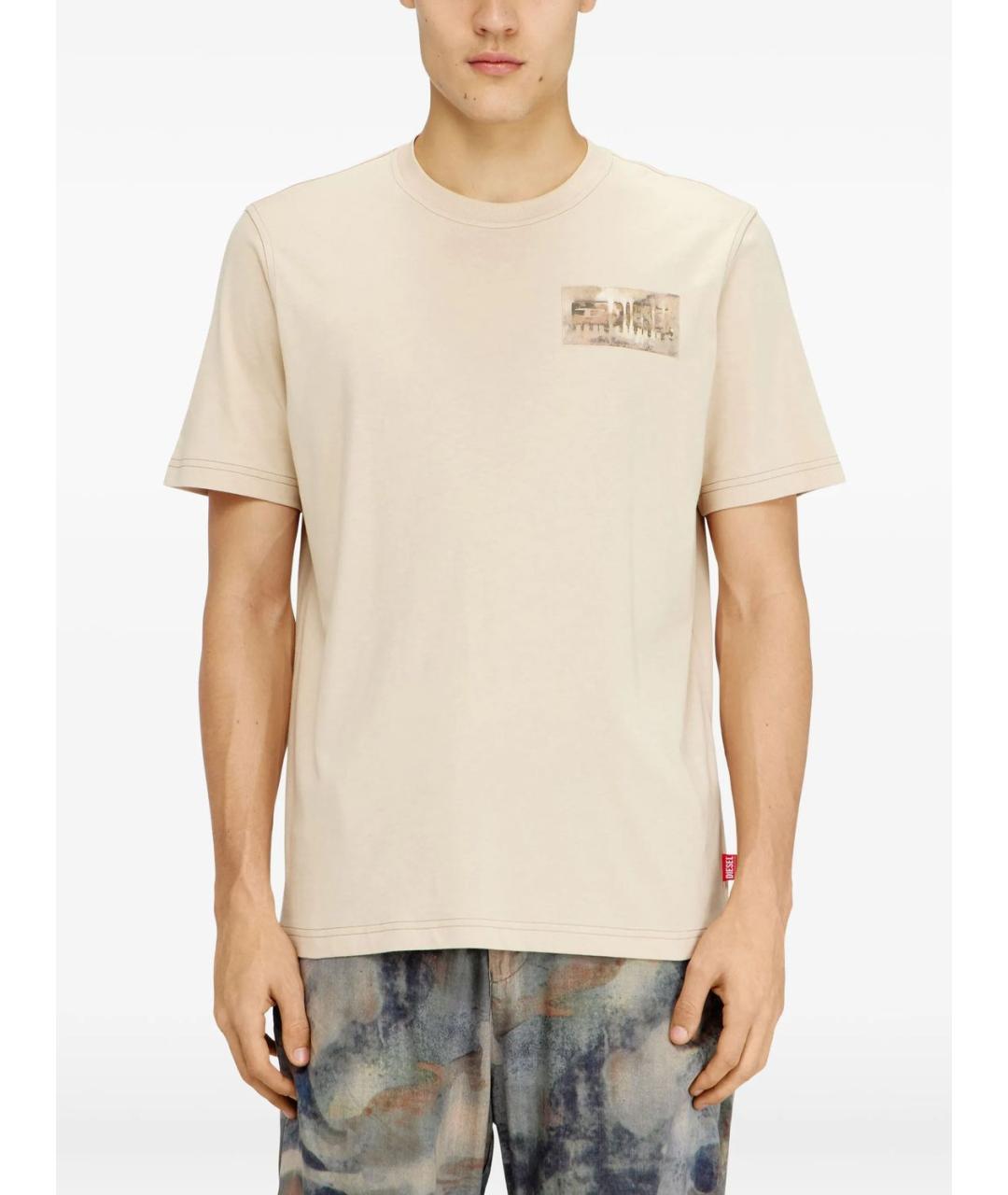 DIESEL Бежевая хлопковая футболка, фото 2