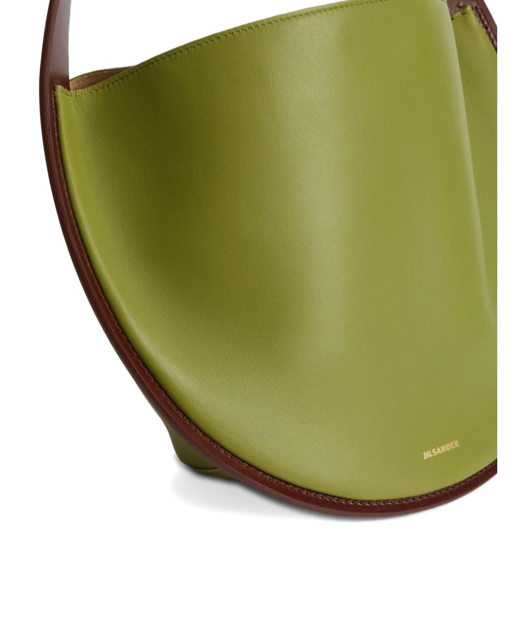 JIL SANDER Зеленая кожаная сумка с короткими ручками, фото 3
