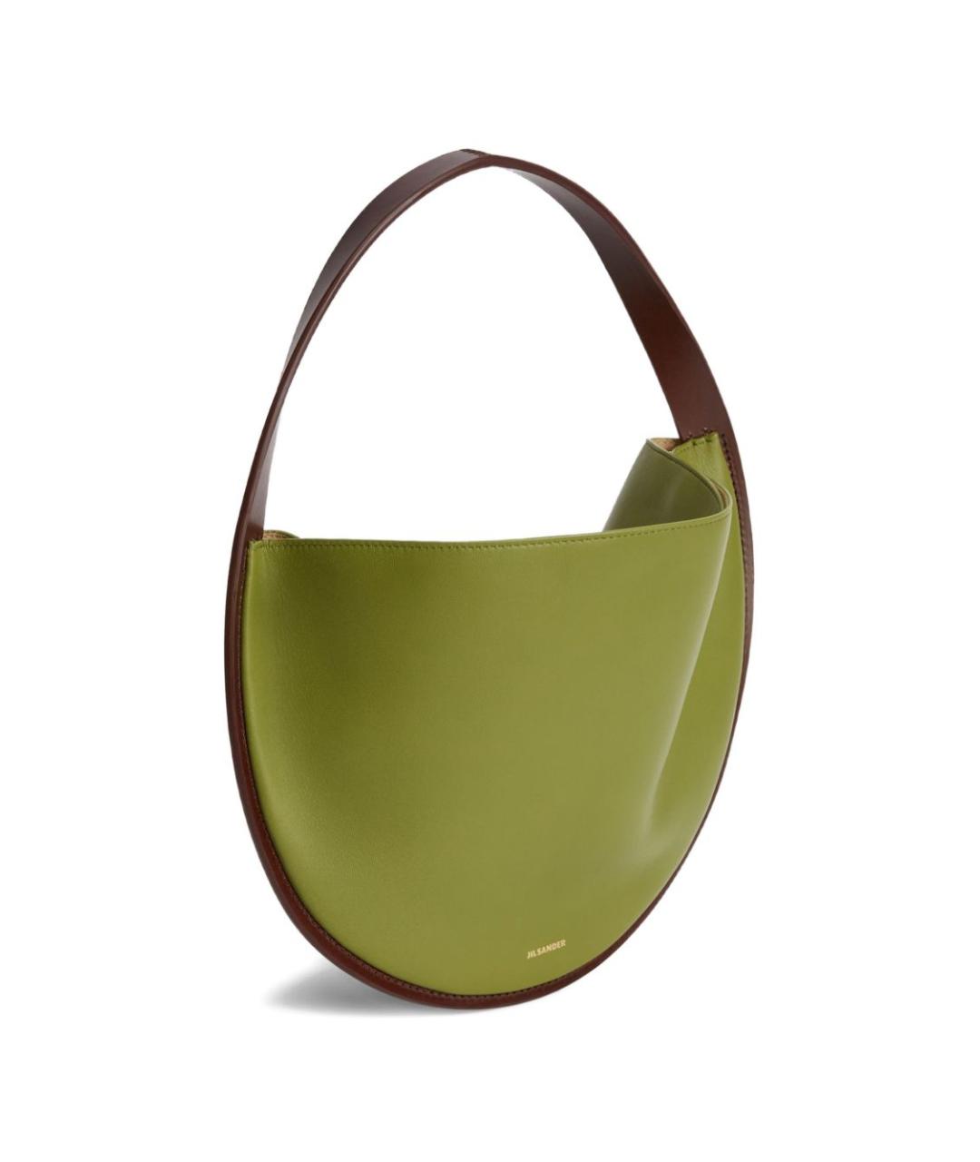 JIL SANDER Зеленая кожаная сумка с короткими ручками, фото 2
