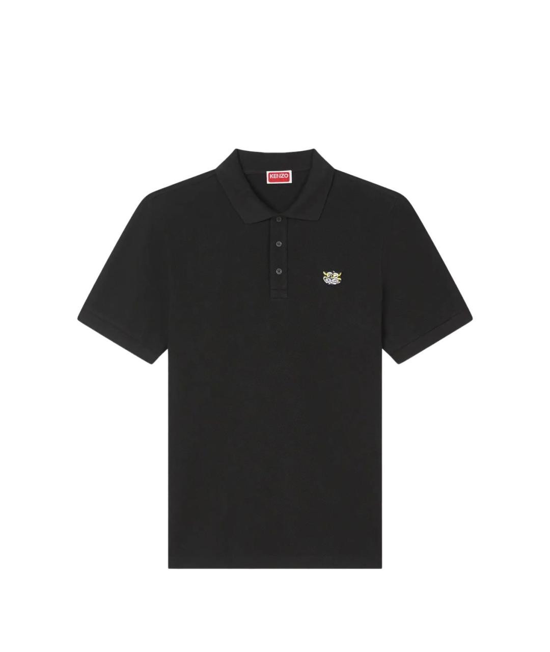 KENZO Черное хлопковое поло с коротким рукавом, фото 1