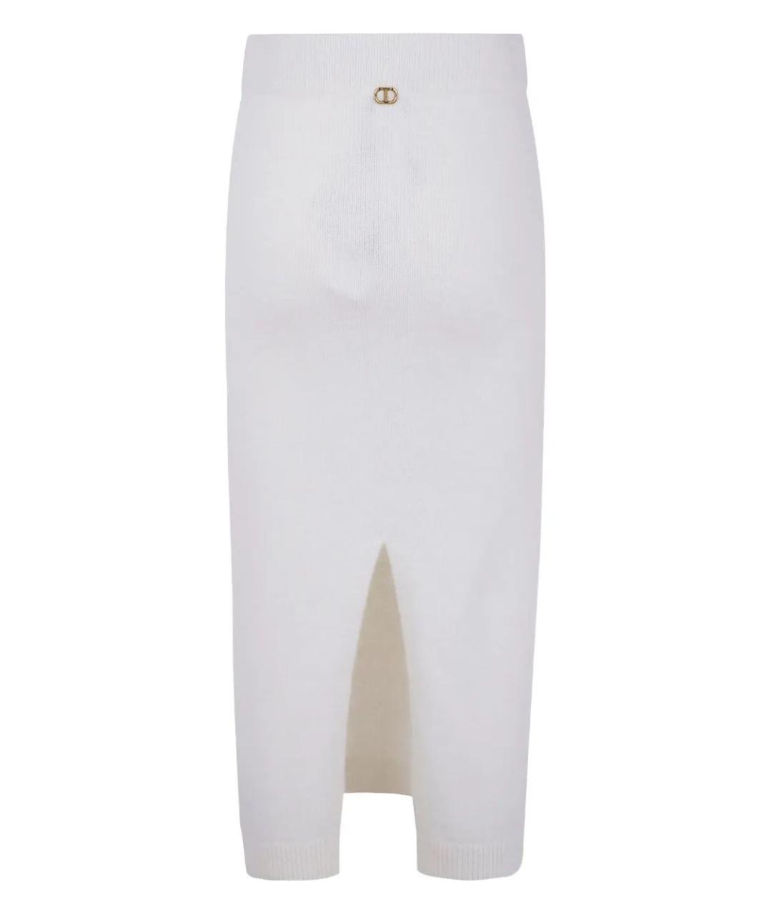 TWIN-SET Белая полиамидовая юбка миди, фото 1