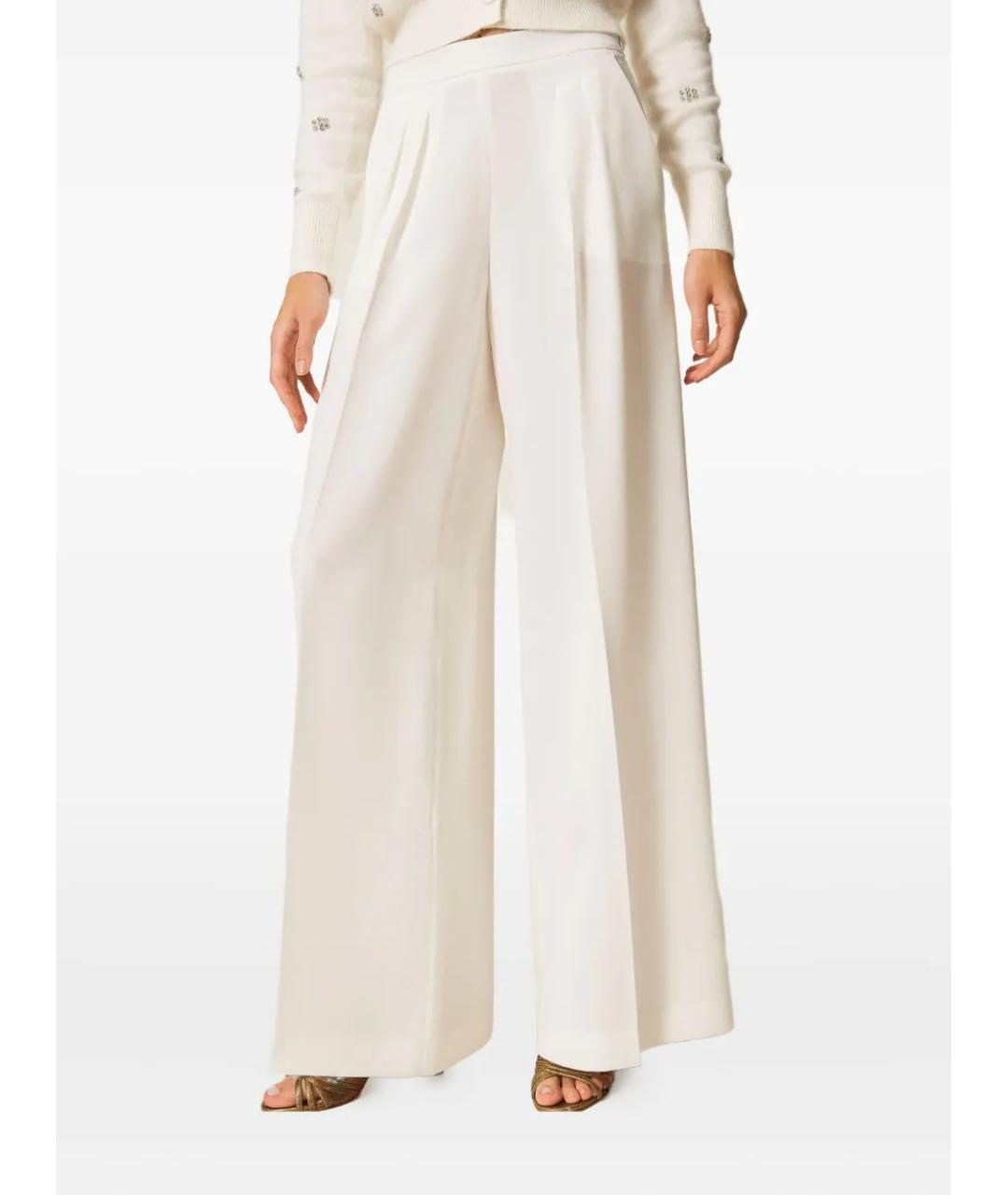 TWIN-SET Бежевые полиэстеровые прямые брюки, фото 2