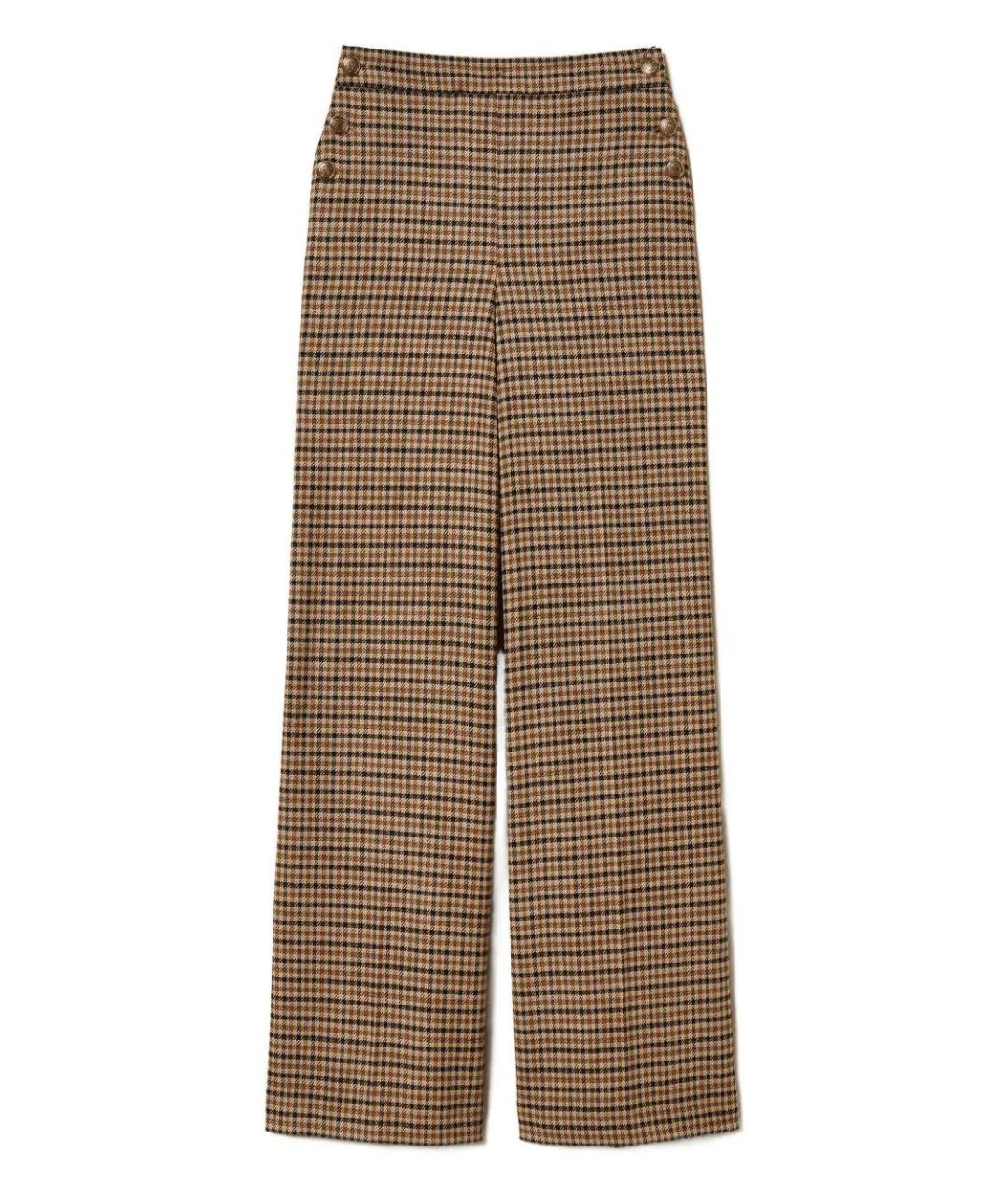 TWIN-SET Коричневые прямые брюки, фото 1