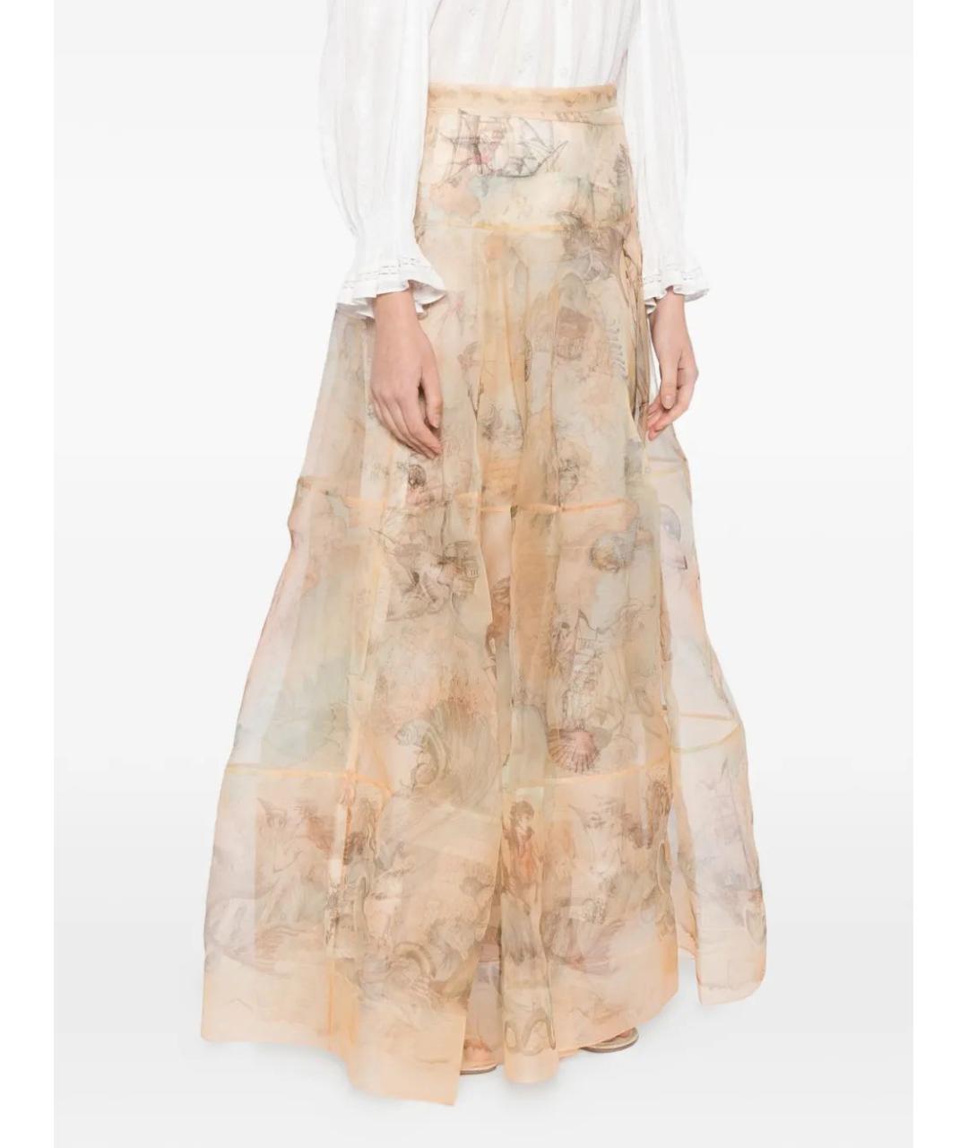 ZIMMERMANN Бежевая шелковая юбка макси, фото 2