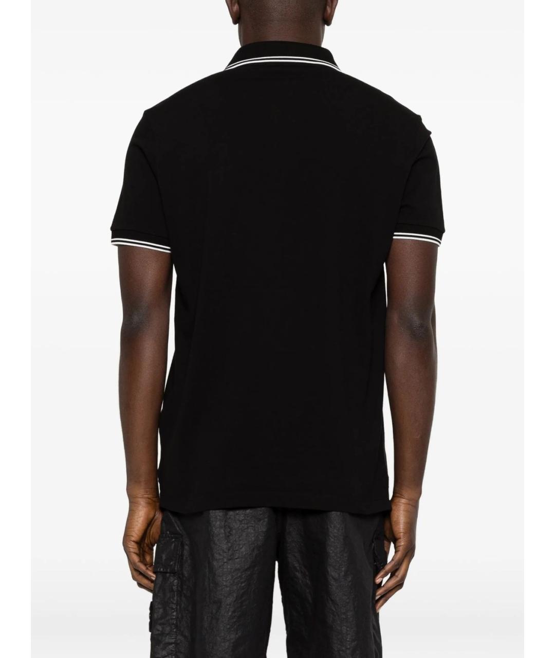 STONE ISLAND Черное хлопковое поло с коротким рукавом, фото 2