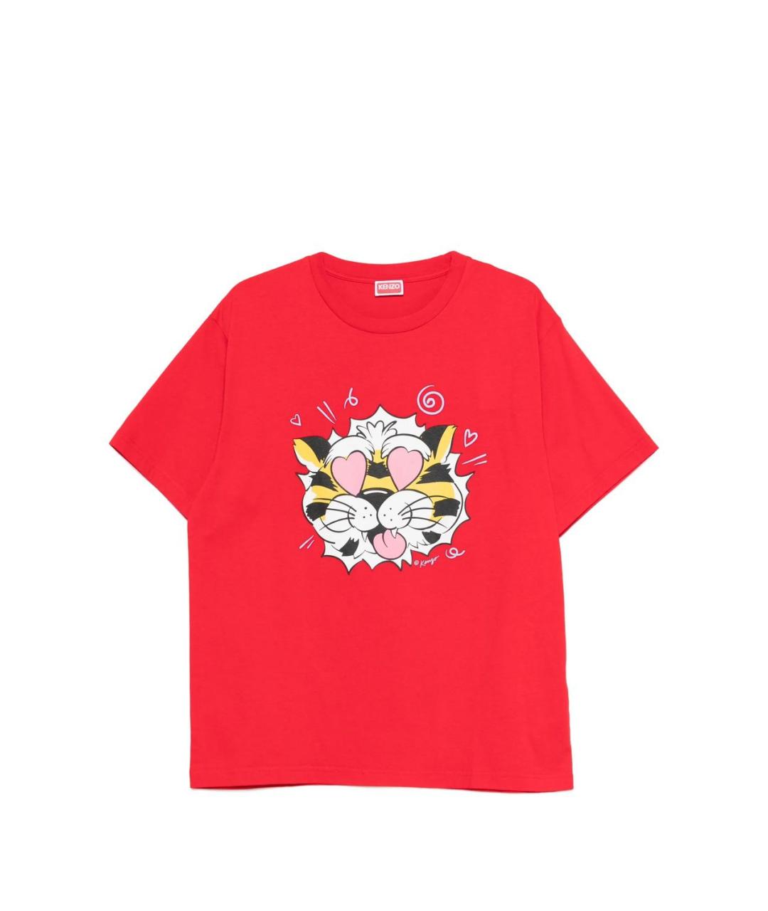 KENZO Красная хлопковая футболка, фото 1