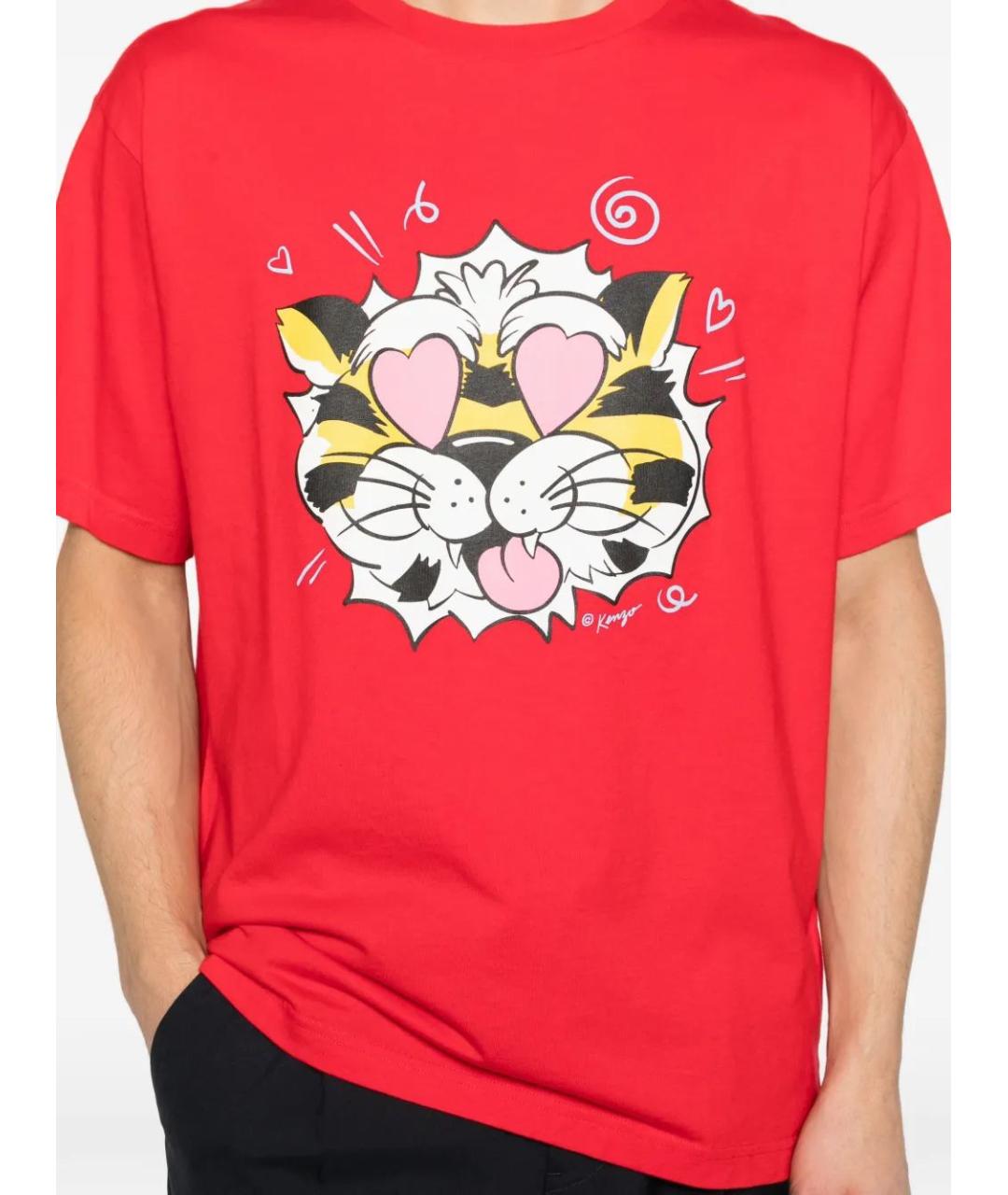 KENZO Красная хлопковая футболка, фото 2