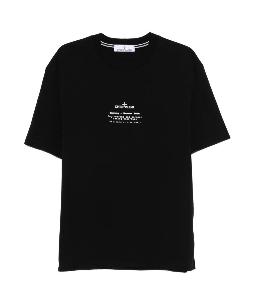 STONE ISLAND Черная хлопковая футболка, фото 1