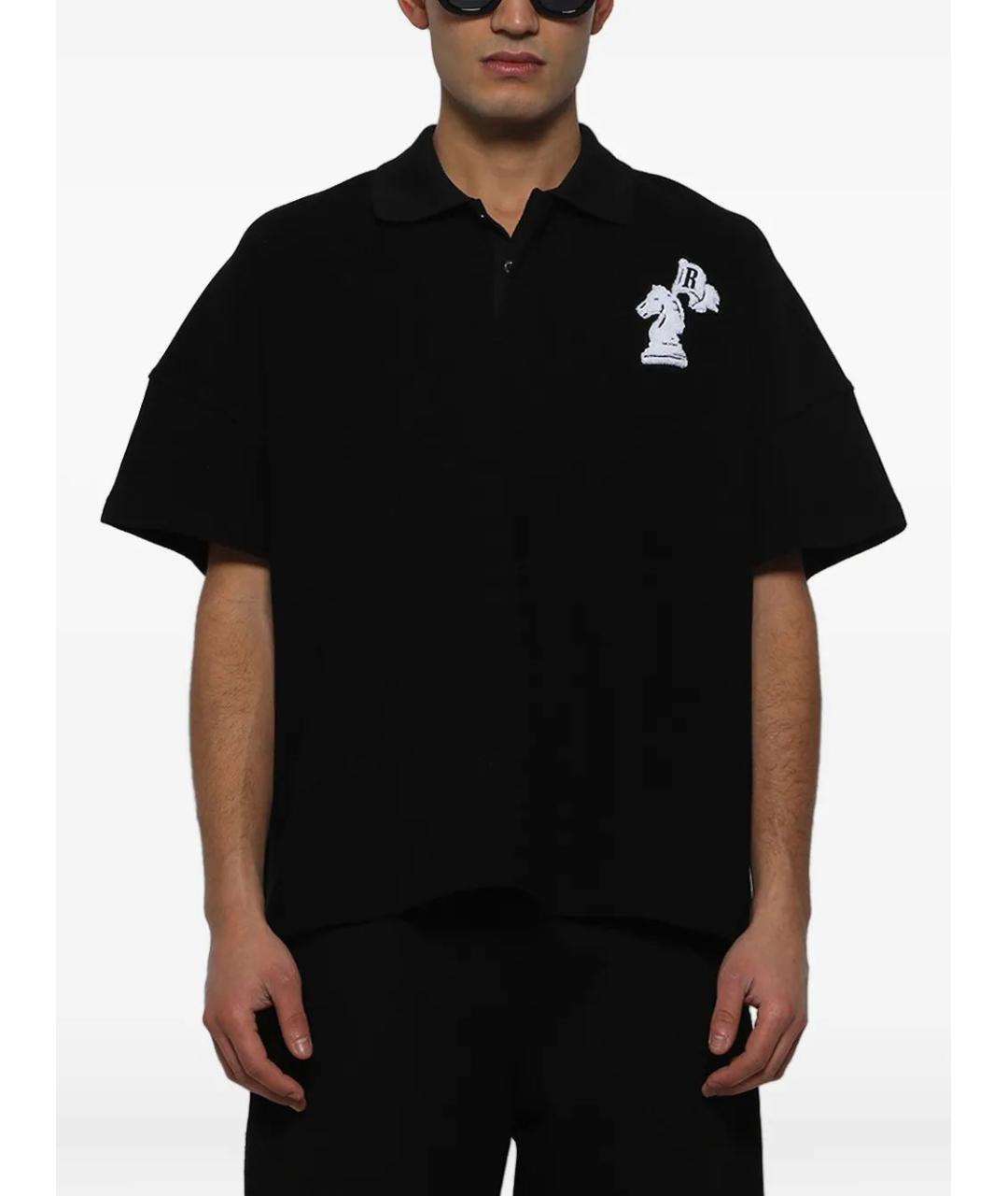 RHUDE Черное хлопковое поло с коротким рукавом, фото 3