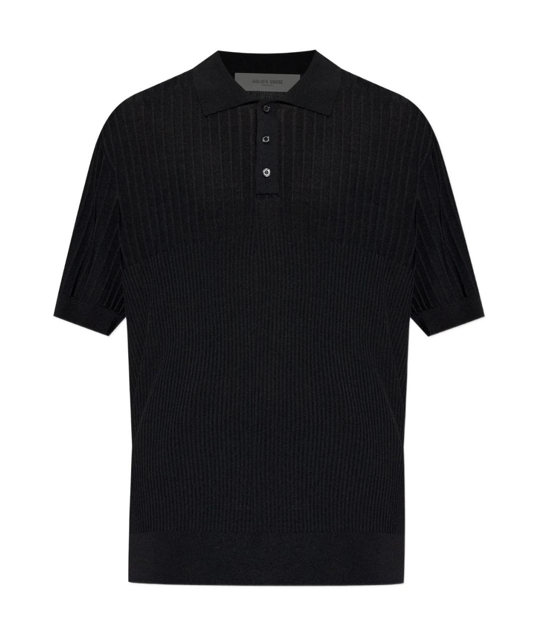 GOLDEN GOOSE DELUXE BRAND Черное вискозное поло с коротким рукавом, фото 1